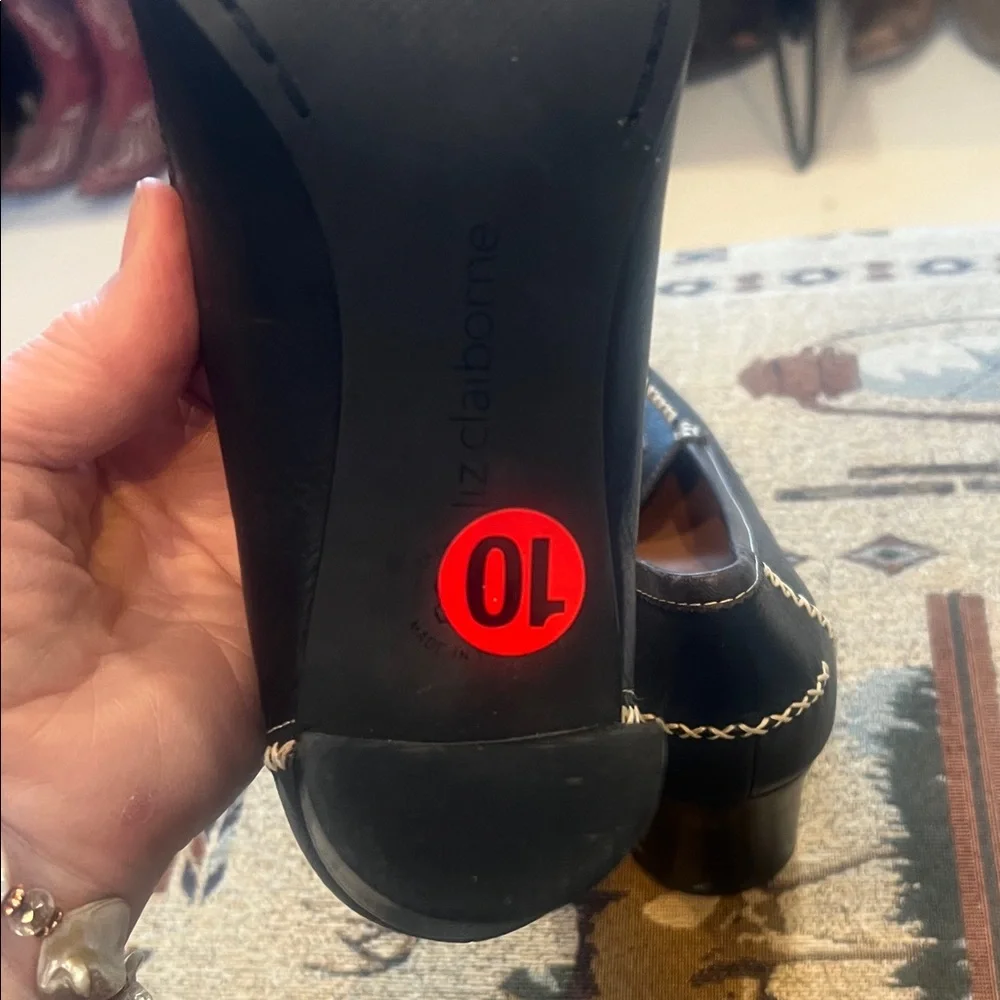 Liz Claiborne Black Heels with White Stitching